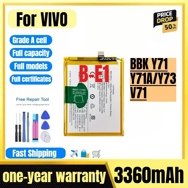 B-E1 สําหรับ VIVO BBK Y71/Y71A/Y73/V71 แบตเตอรี่โทรศัพท์มือถือคุณภาพสูงความจุสูงเปลี่ยน Bateria เกรด