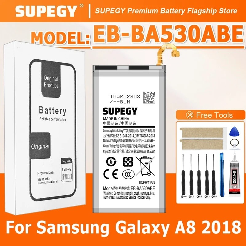 2026 ปีใหม่เอี่ยม EB-BA530ABE แบตเตอรี่ 3000mAh สําหรับ Samsung Galaxy A8 2018 A530 SM-A530 A530F A5