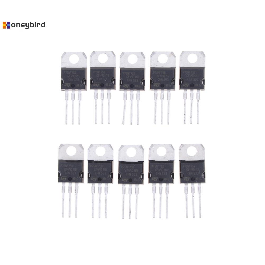 Honeybird 10PCS P75NF75 P75N75 STP75NF75 TO-220 ทรานซิสเตอร์ oril Nice