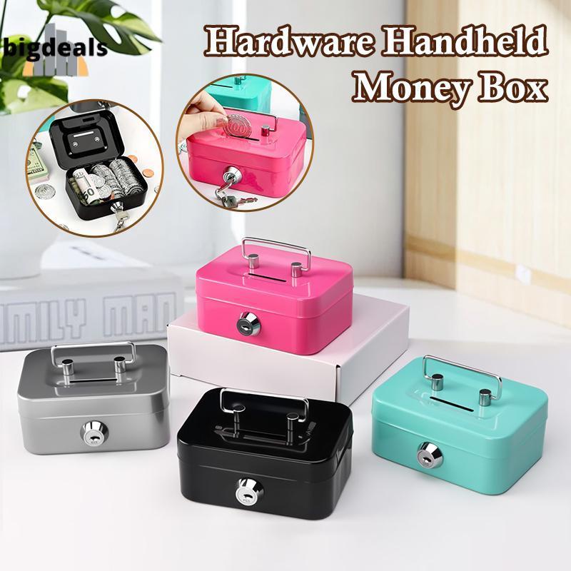 Blossom Bazaar กล่องเงินแบบพกพาพร้อม Key Lo กล่องโลหะขนาดเล็กสําหรับเหรียญและเงินสด Secure Storage สําหรับโรงเรียนสํานักงาน Dorm BB