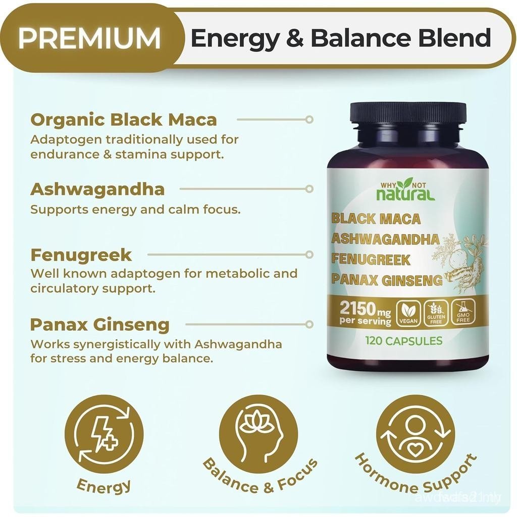 WhyNot4-in-1OrganicRoot,Ashwagandha,Fenu,PanaxCapsules,SupplementforMenandWomen BLQI 1OAA