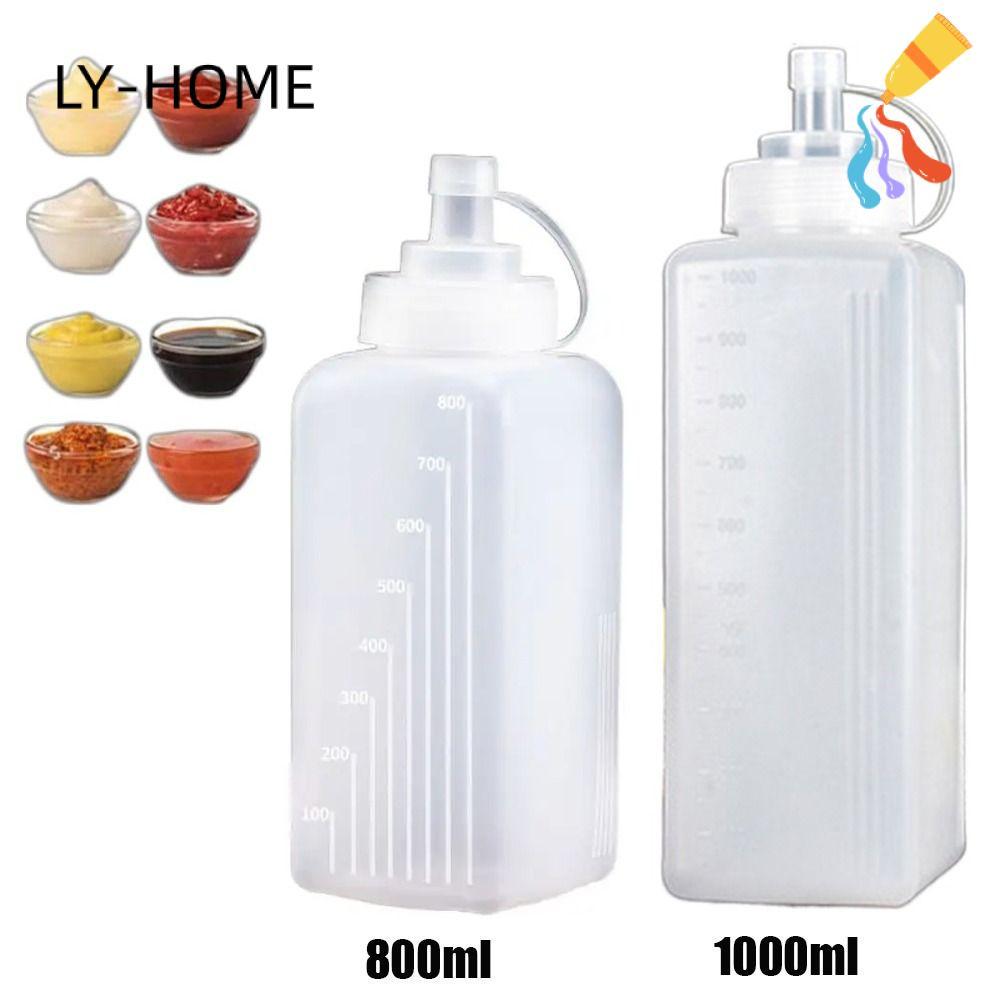 LIAOYING 800/1000ml ขวดเครื่องปรุงรส,ขวดบีบซอส PE กันฝุ่น,อุปกรณ์ครัวขนมหวานขนาดใหญ่ความจุซอสมะเขือเ