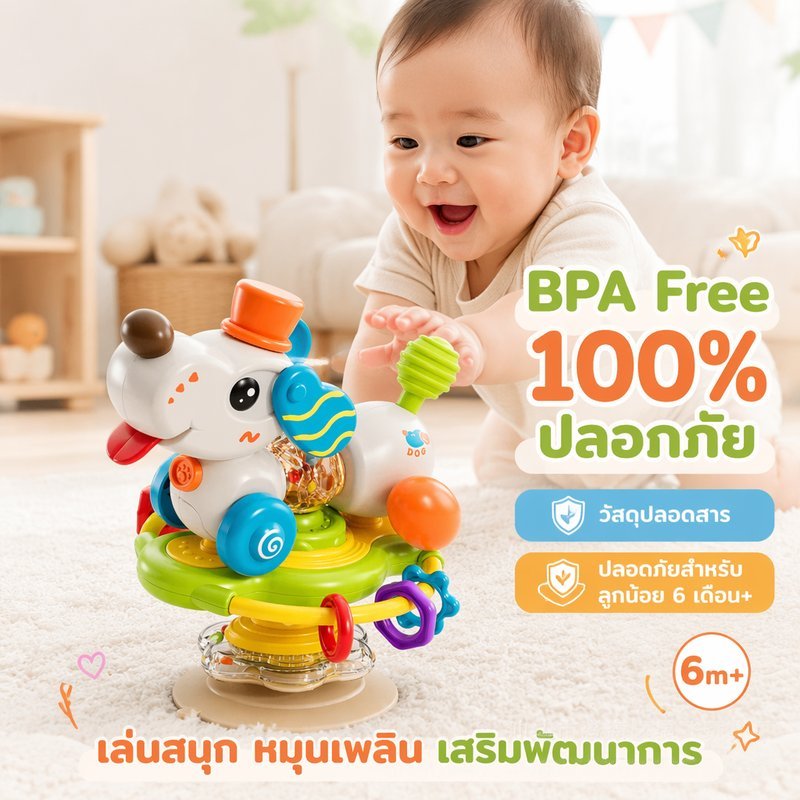 ของเล่นเด็ก สปินเนอร์ ถ้วยดูด ติดโต๊ะ ติดผนัง เสริมพัฒนาการ ฝึกมือ ตา BPA Free ปลอดสาร