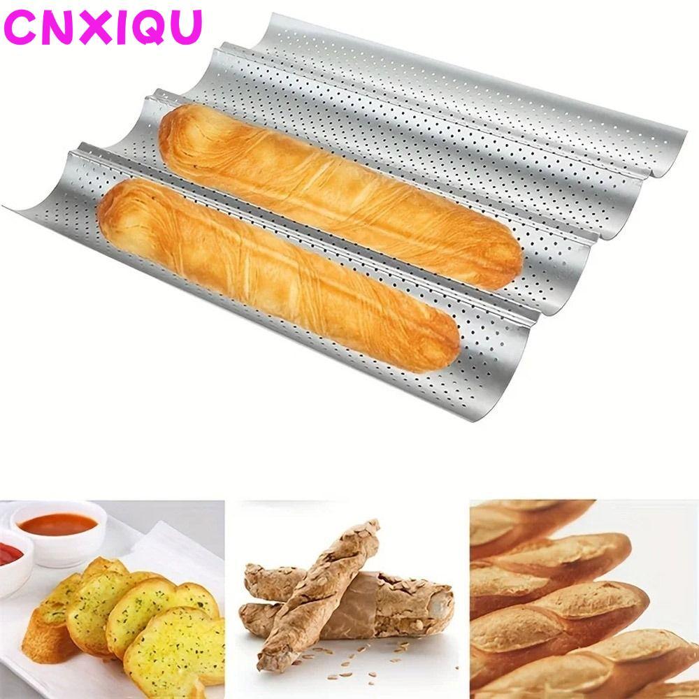 CNXIQU ถาดอบ Baguette, Bakeware Waves Baguette Mold, Baking Tool French Bread Toast 2/4 Grooves Fren