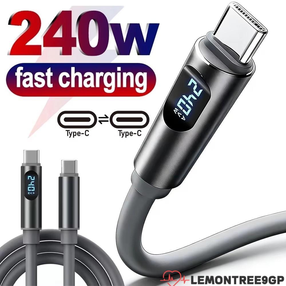 LEMONTREE9GP Data Cable Converter, LCD Dynamic Display Universal 240W Super สายชาร์จ, แบบพกพา Type-C