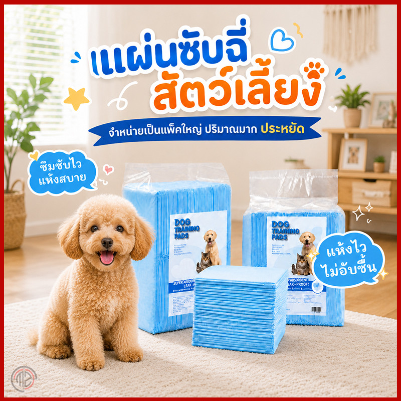 Pet Pee Pad แผ่นรองฉี่สัตว์เลี้ยง ต้านแบคทีเรีย ดูดซับน้ำได้ดี สุนัข แมว ใช้คู่กับถาดรองฉี่ทรายแมว