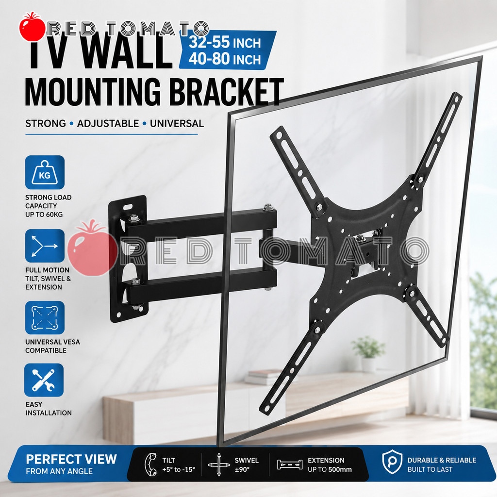 RED TOMATO 32-55 นิ้ว 40-80 นิ้ว TV Wall Mounting Bracket จอแสดงผลฮาร์ดแวร์สนับสนุน TV Monitor X-400
