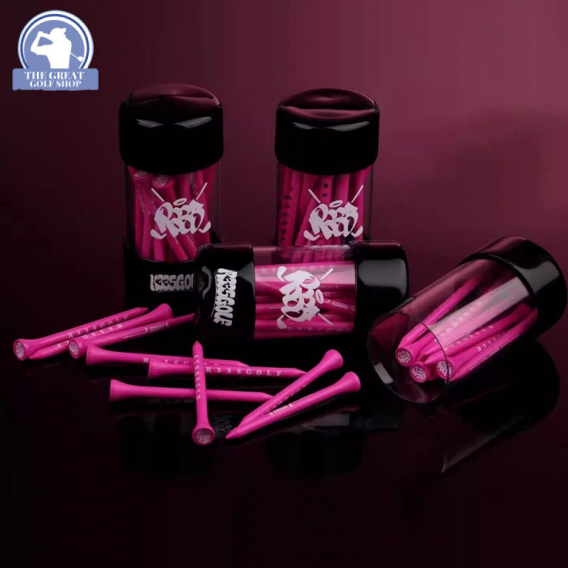 ของแท้ Golf TEE R335 Pink Ball T Driving Wood Tee ที่วางลูกบอลป้องกันสิ่งแวดล้อม 20 ชิ้นในบาร์เรล