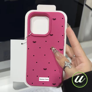 เคสโทรศัพท์สีดำแบบผ้าโบว์และลายจุดสไตล์อินสตาแกรม เคสไอโฟน IPhone 17 12 14 11 16 13 15 Pro Max Air XS Max XR X15 16 Plus