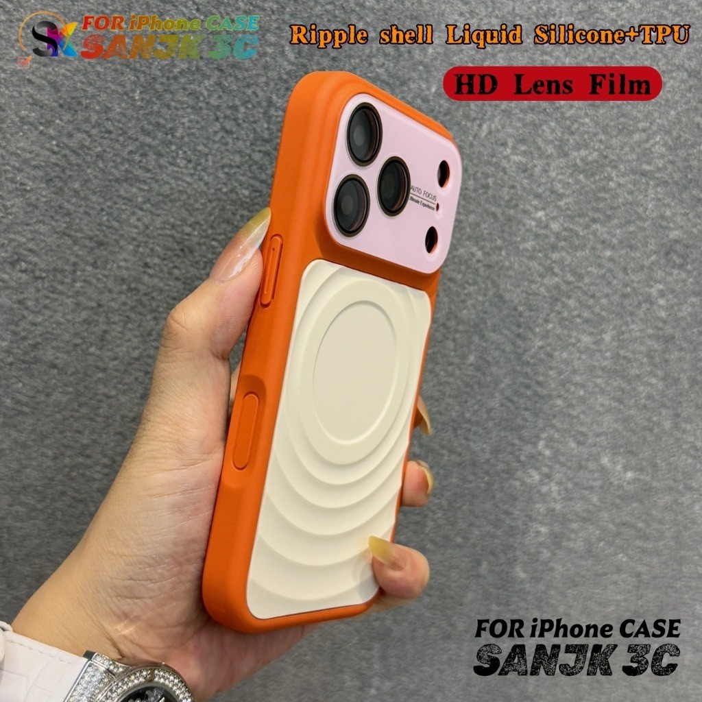  เปลี่ยนทันที 18 CASE Ripple Shell ซิลิโคนเหลว + TPU เคสโทรศัพท์แม่เหล็กสําหรับ iPhone 17 Pro 17 16 15 14 Pro Max ปลอก Anti-Fall Drop Protection ฝาครอบกล้องเต็มรูปแบบ
