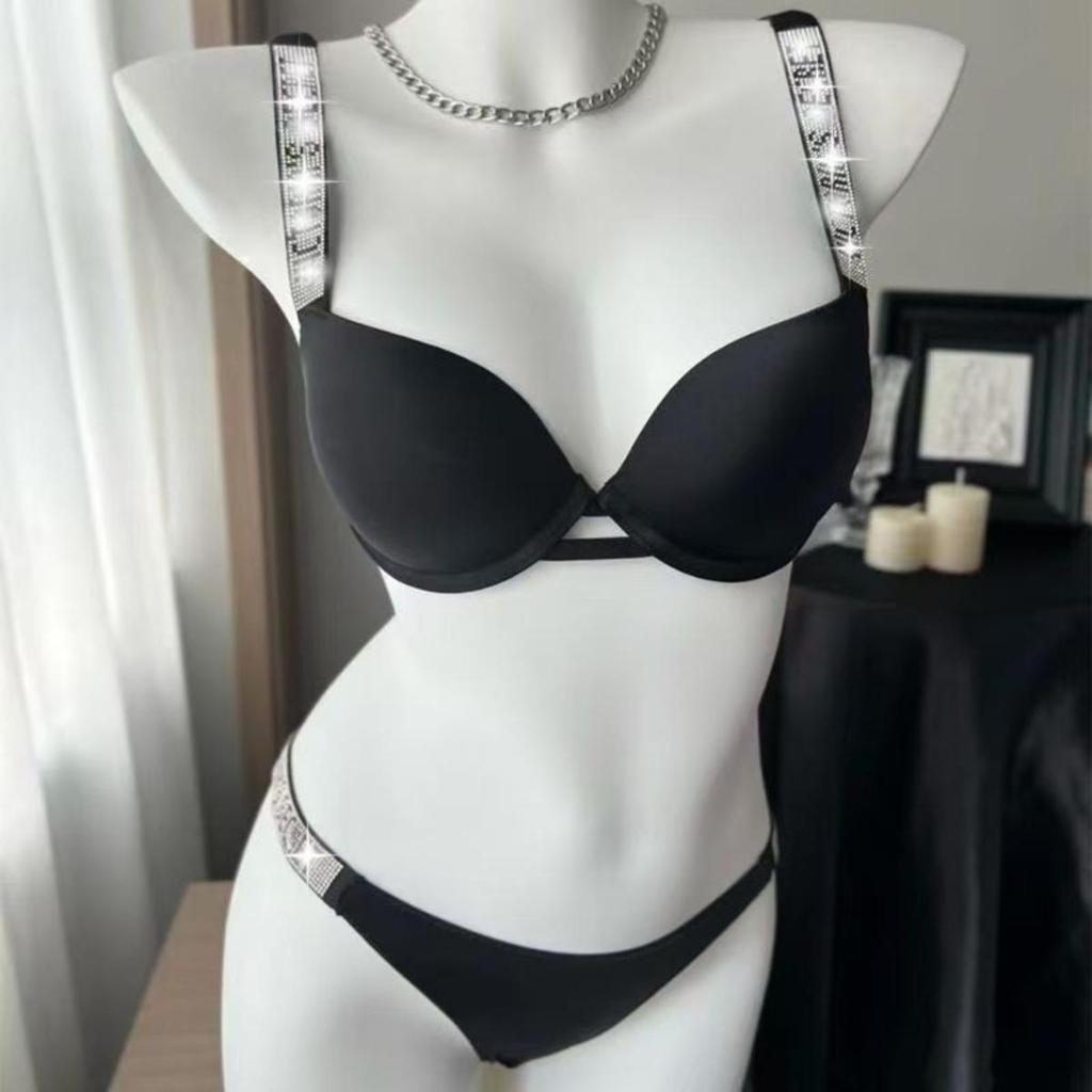 ชุดชุดชั้นในสตรีสไตล์วิคตอเรีย, จดหมาย Rhinestone สัมผัสสายรัดไหล่, Underwire Comfort Seamless Push-Up Bra