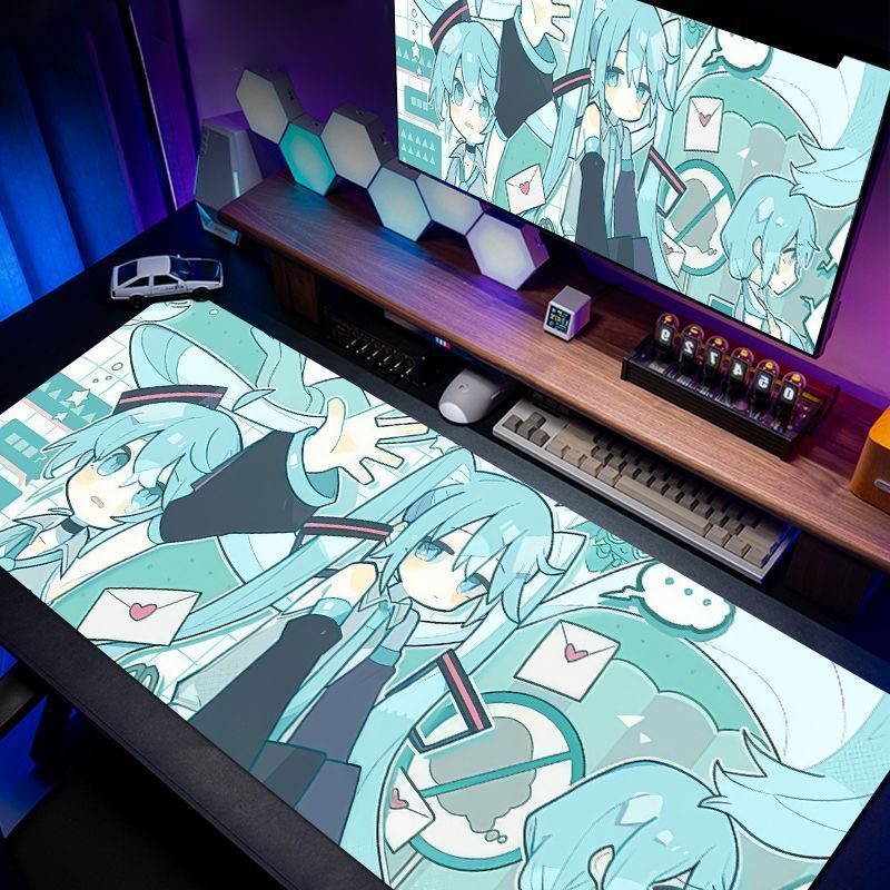 แผ่นรองเมาส์ Hatsune miku ขนาดใหญ่ประสิทธิภาพสูง Super น่ารักสองมิติหอพักแผ่นรองแป้นพิมพ์คอมพิวเตอร์