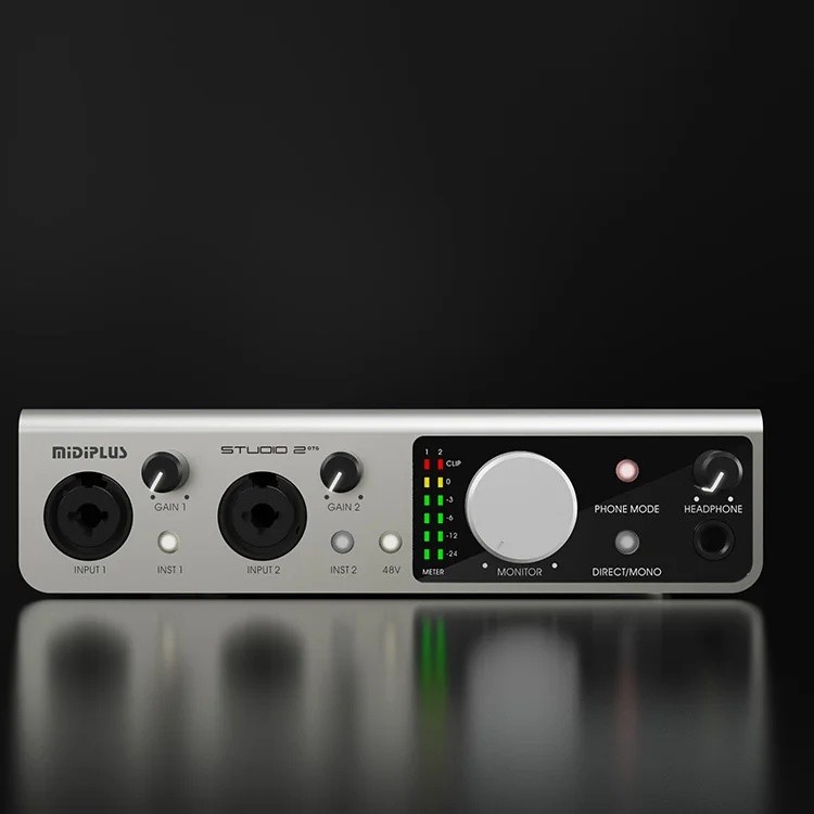 Midiplus Studio 2 OTG Professional Studio Audio Interface 2 in 2 Out USB Audio Mixer Recording Podca