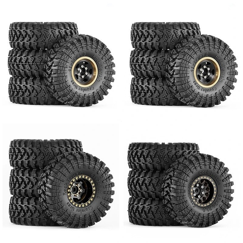 4 ชิ้น 63 มม.1.0 "Heavy Duty ทองเหลือง Beadlock ล้อ 7 มม.Hex สําหรับ 1/18 1/24 FCX24 FCX24M TRX4M SC