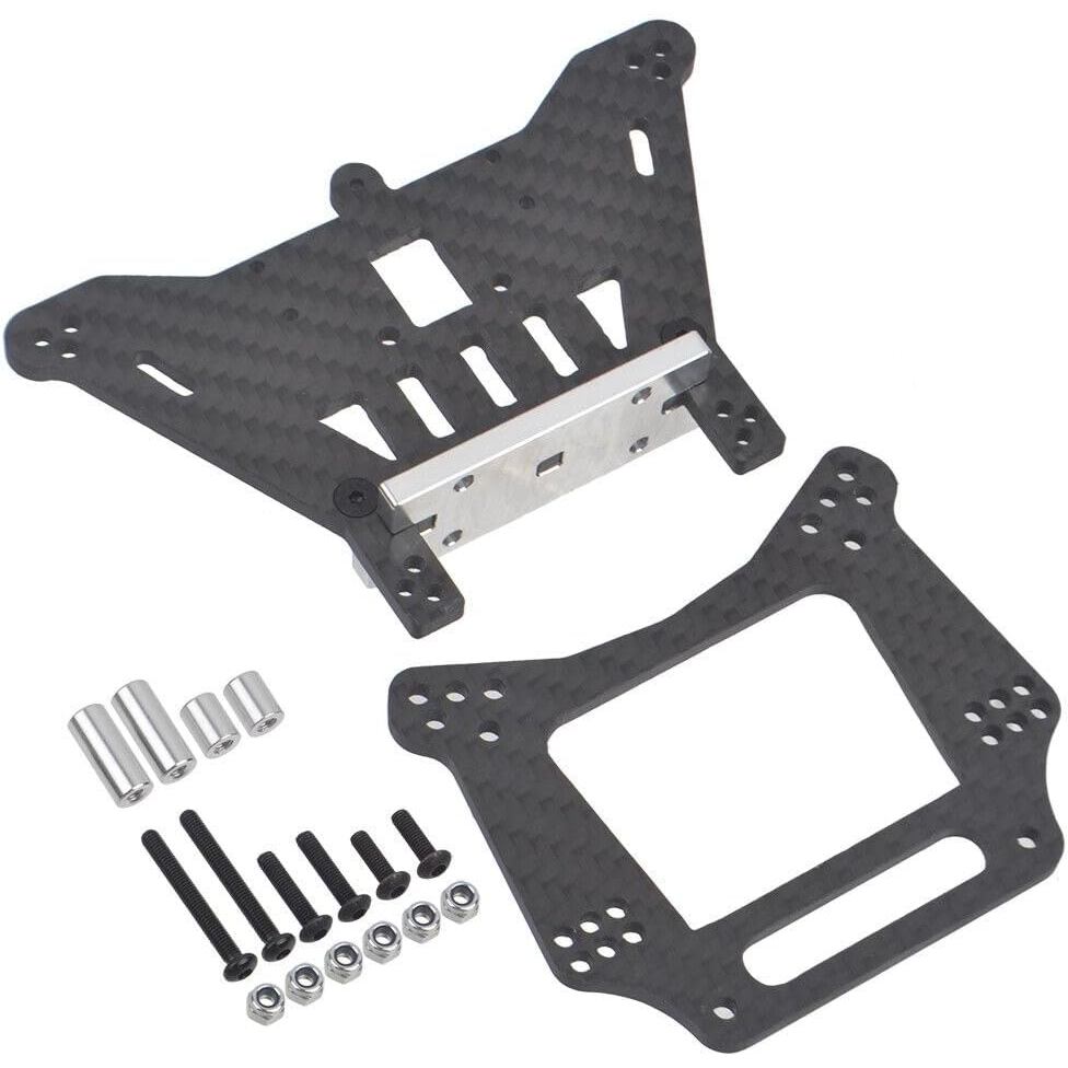 คาร์บอนด้านหน้าและด้านหลัง Shock Tower Mounts สําหรับ Traxxas Slash 2WD Rustler VXL XL-5 Bandit เปลี
