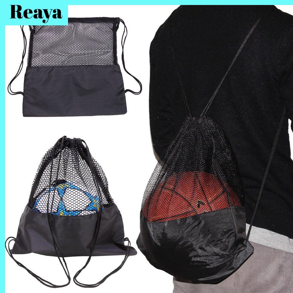REAYA Ball Storage Backpack, Black Basketball Cover Mesh Bag, Mesh Bag Portable Basketball Backpack 