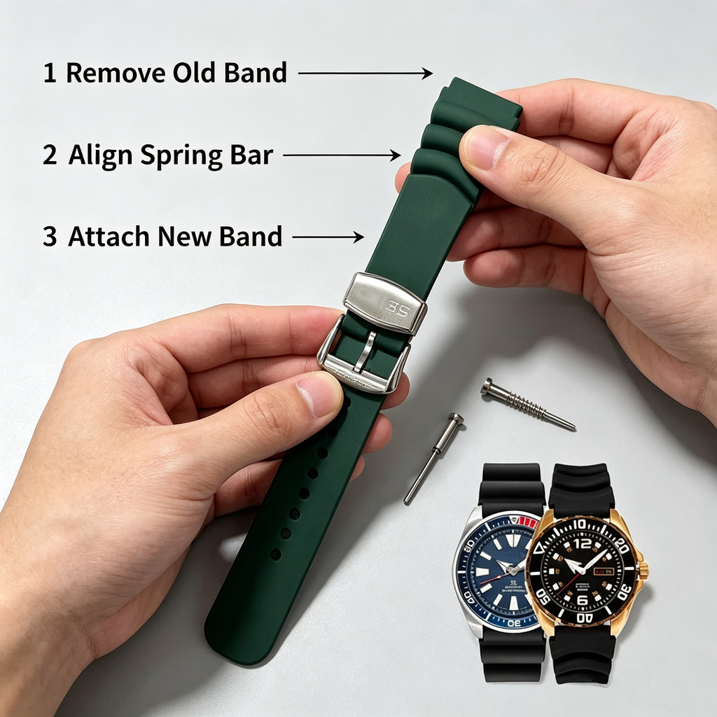 สายนาฬิกาซิลิโคน 20mm, 22mm. เหมาะสําหรับ Seiko Prospex SKX007 SKX009 SPR009 พร้อมฟังก์ชั่นกันน้ํา
