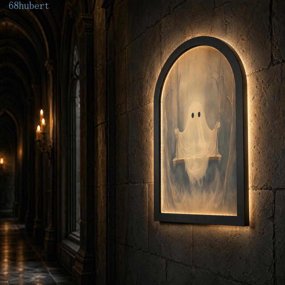 HUBERT Light Up Ghost Mirror, Ghost Shaped Illuminated Halloween Ghost Mirror, Spooky Foky ตกแต่งบ้า