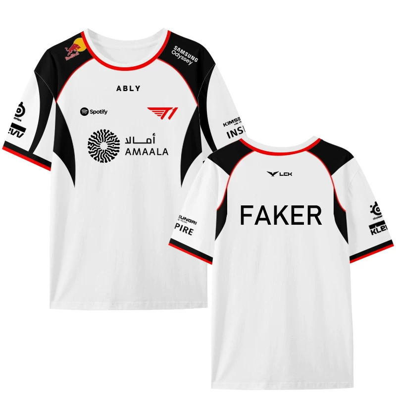 เสื้อทีม T1 Esports สําหรับแฟนๆ จําลองปลอมพร้อมลายเซ็นสําหรับ LCK 2026