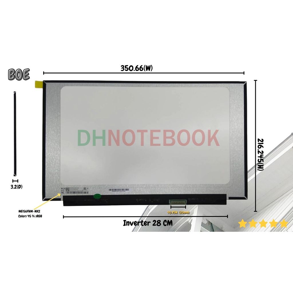 อะไหล่หน้าจอ  LED 15.6 SLIM 40 PIN【IPS 144Hz】ไม่มีหู บาง 35 CM 1920*1080 Inverter 28 CM ADS   พาร์ท 
