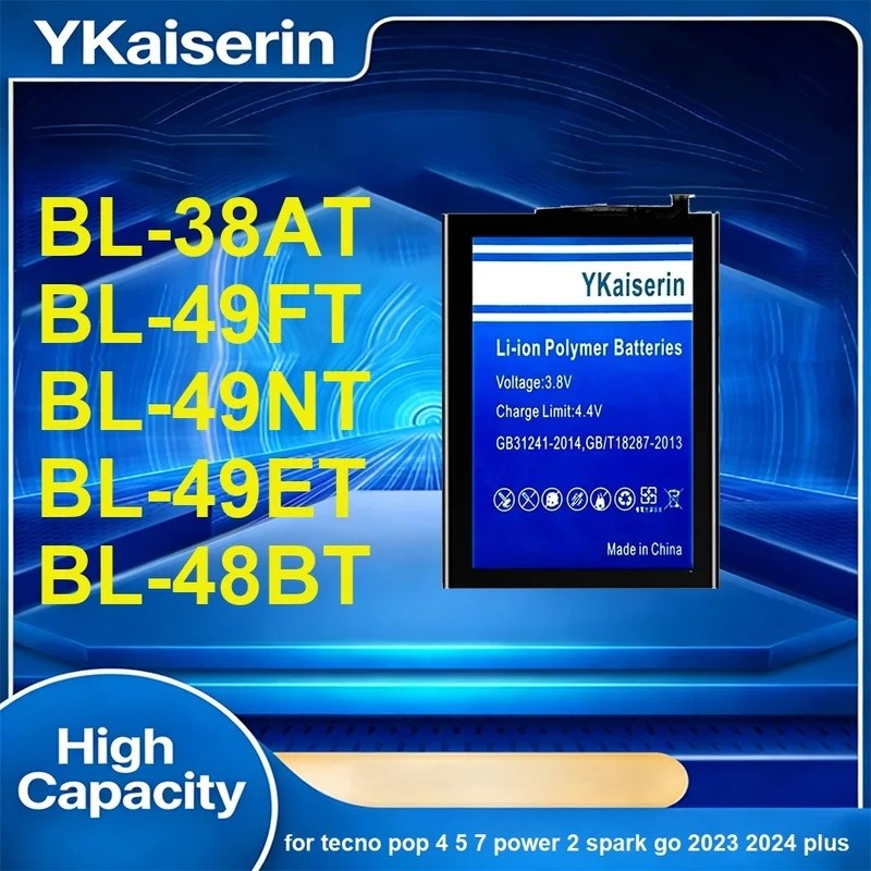 แบตเตอรี่โทรศัพท์มือถือยาวนาน BL-38AT BL-49NT BL-49FT 4800-5900mAh สําหรับ Tecno Pop 4 5 7 Power 2 S