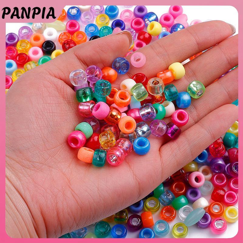 PANPIA 100 ชิ้นผสมสี Pony ลูกปัดขนาดใหญ่ลูกปัดรูตรงลูกปัดสําหรับ DIY Handmade ลูกปัดเครื่องประดับ PANPIA