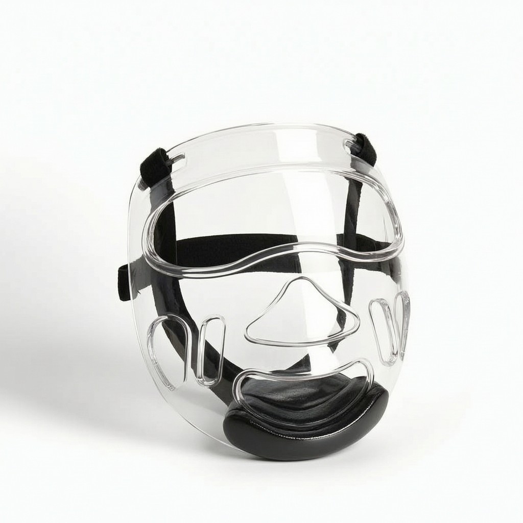 Safeguarding Face Mask Long-Lasting Clear Training Mask Face Guard พร้อมสายปรับได้น้ําหนักเบาเกียร์ท