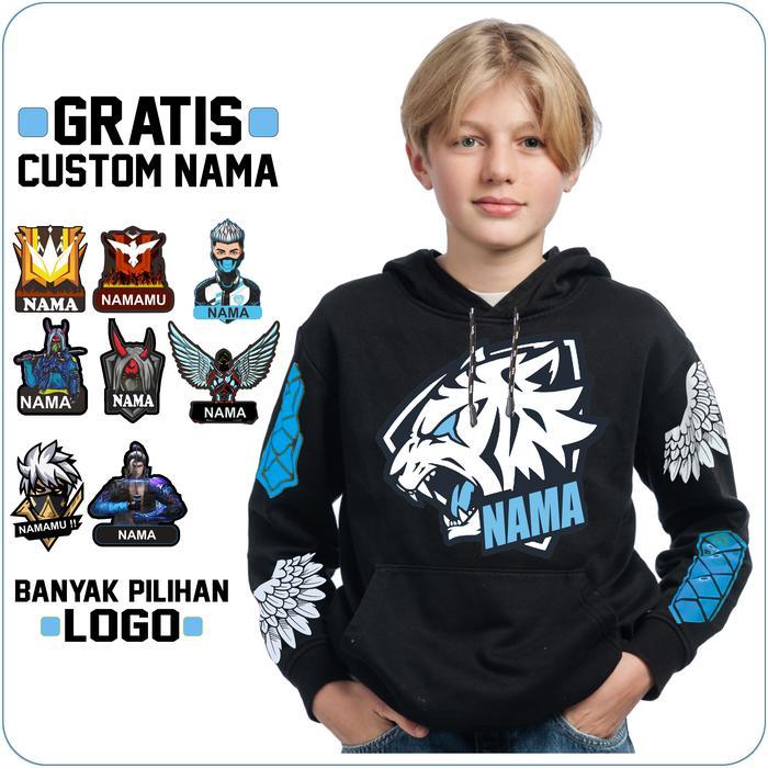 Jaket EVOS Sweater Free Fire Angel Anak Hoodie FF Fashion - Evos, M (6-8 Tahun) 120-150CM