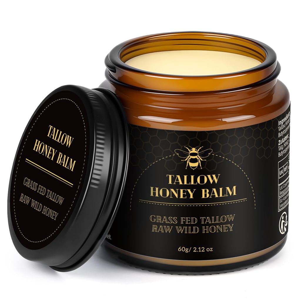 IIIMEIDU Beef Tallow for Skin, Tallow and Honey Balm for Face Moisturizer Balm, Natural Organic Gras