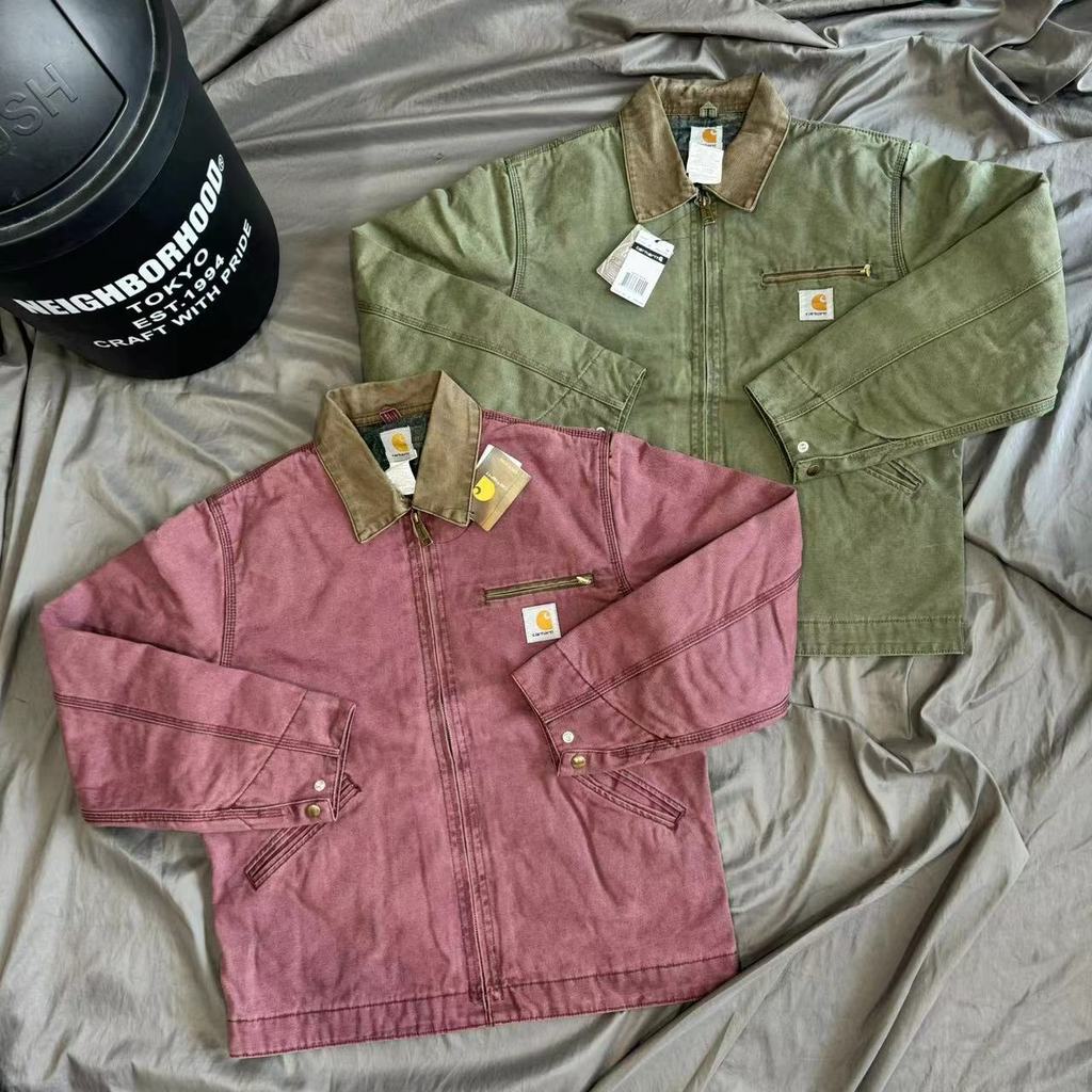 MC0Y Carhar ** เสื้อแจ็คเก็ต Detroit ย้อนยุค JB1236 Rouge Olive Green Lapel Jacket ขนาดใหญ่