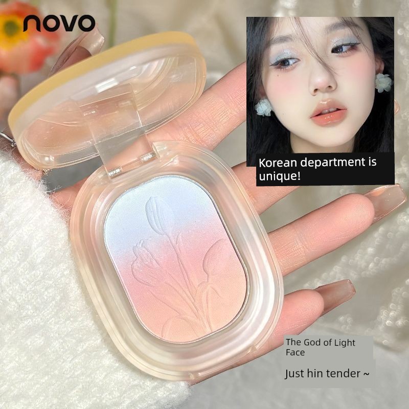 ปัดแก้มบลัชออน naree บลัชออน ใหม่ บลัชออนไล่โทนสีสามสีสีขยายสีไฮกลอสคอนทัวร์หดสามในหนึ่งเดียวสีม่วงฟ