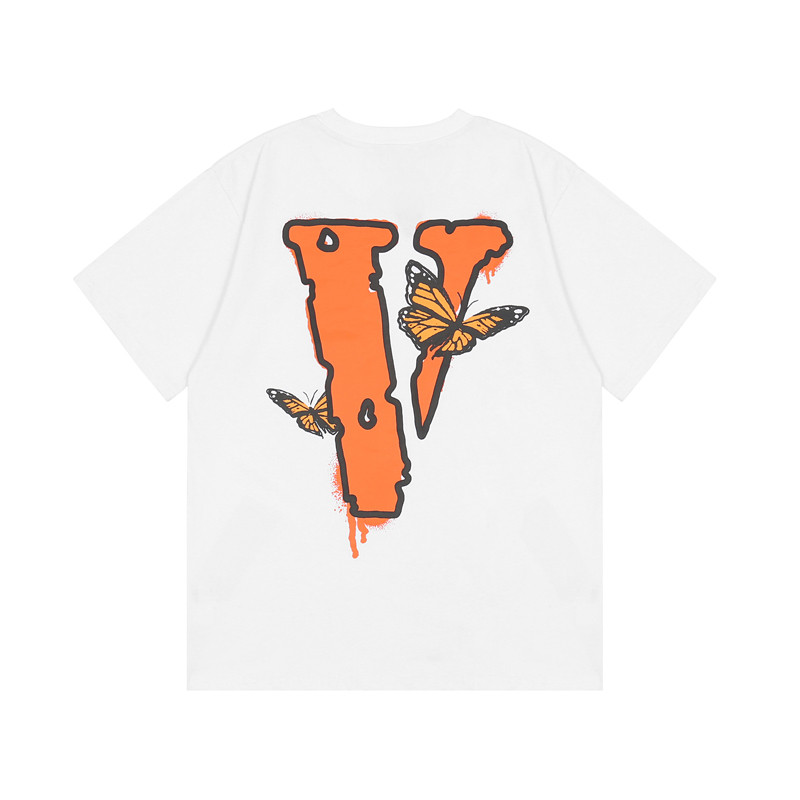 VLONE FOG 999 น้ําผลไม้ WRLD Joint ผีเสื้อ Hip Hop High Street fb สไตล์ Big V เสื้อยืดแขนสั้นผู้ชายผ