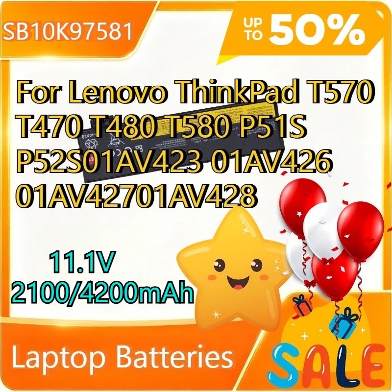 SB10K97581 01AV424 01AV425 แบตเตอรี่แล็ปท็อปสําหรับ Lenovo ThinkPad T570 T470 T480 T580 P51S P52S01A