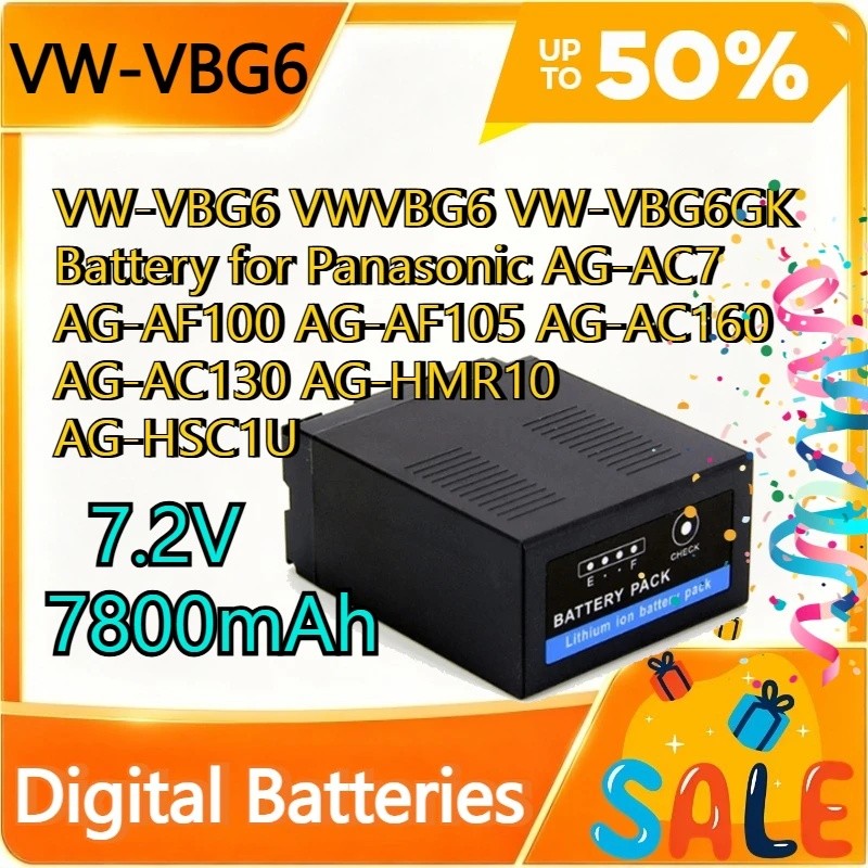 7800mAh VW-VBG6 VWVBG6 VW-VBG6GK แบตเตอรี่สําหรับ Panasonic AG-AC7 AG-AF100 AG-AF105 AG-AC160 AG-AC1