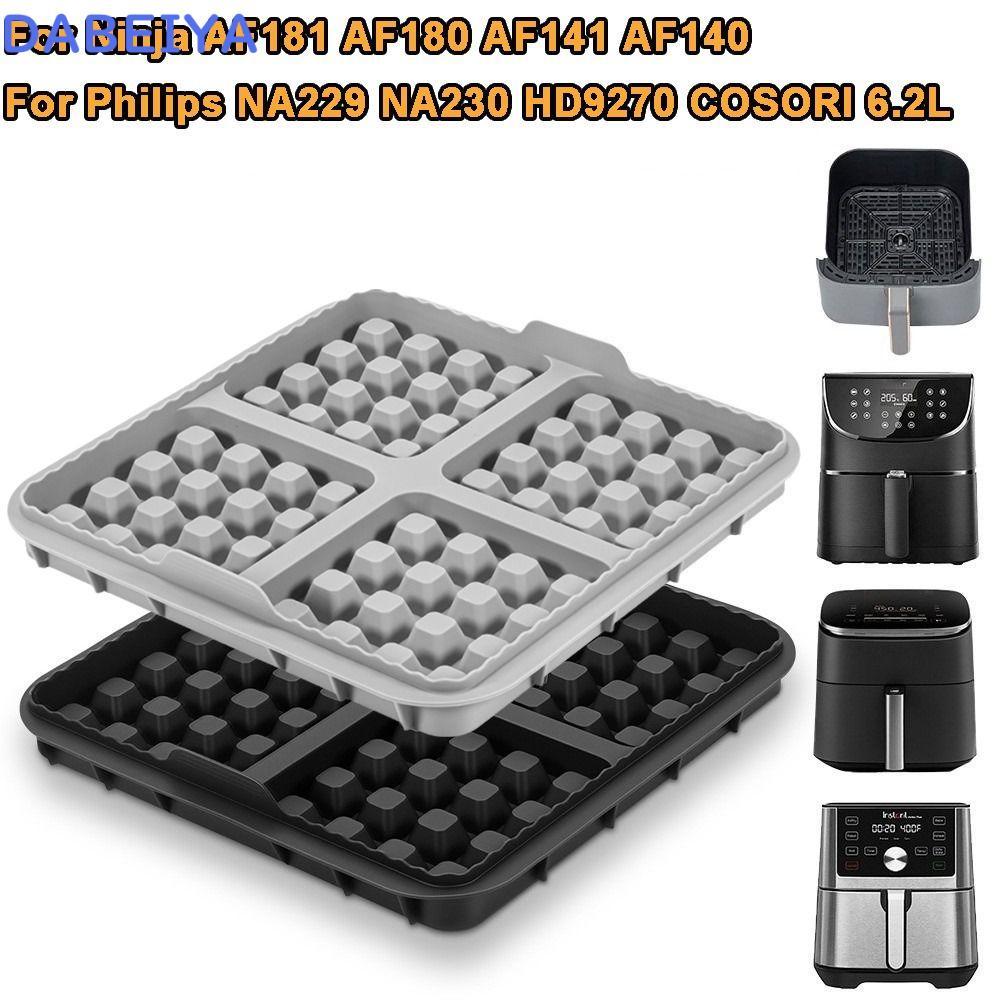 DABEIYA 1 ชิ้น Air Fryer เครื่องทําวาฟเฟิล,สแควร์นํากลับมาใช้ใหม่วาฟเฟิลเบเกอรี่แม่พิมพ์,ซิลิโคนวาฟเ