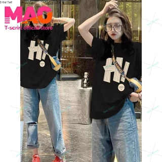 COD✅ (จัดส่งในกรุงเทพฯ) MAO Shop เสื้อยืด oversize ลายน่ารัก ผ้าคอตตอน เสื้อยืดแขนสั้นลายการ์ตูนน่ารักหลวม #52566