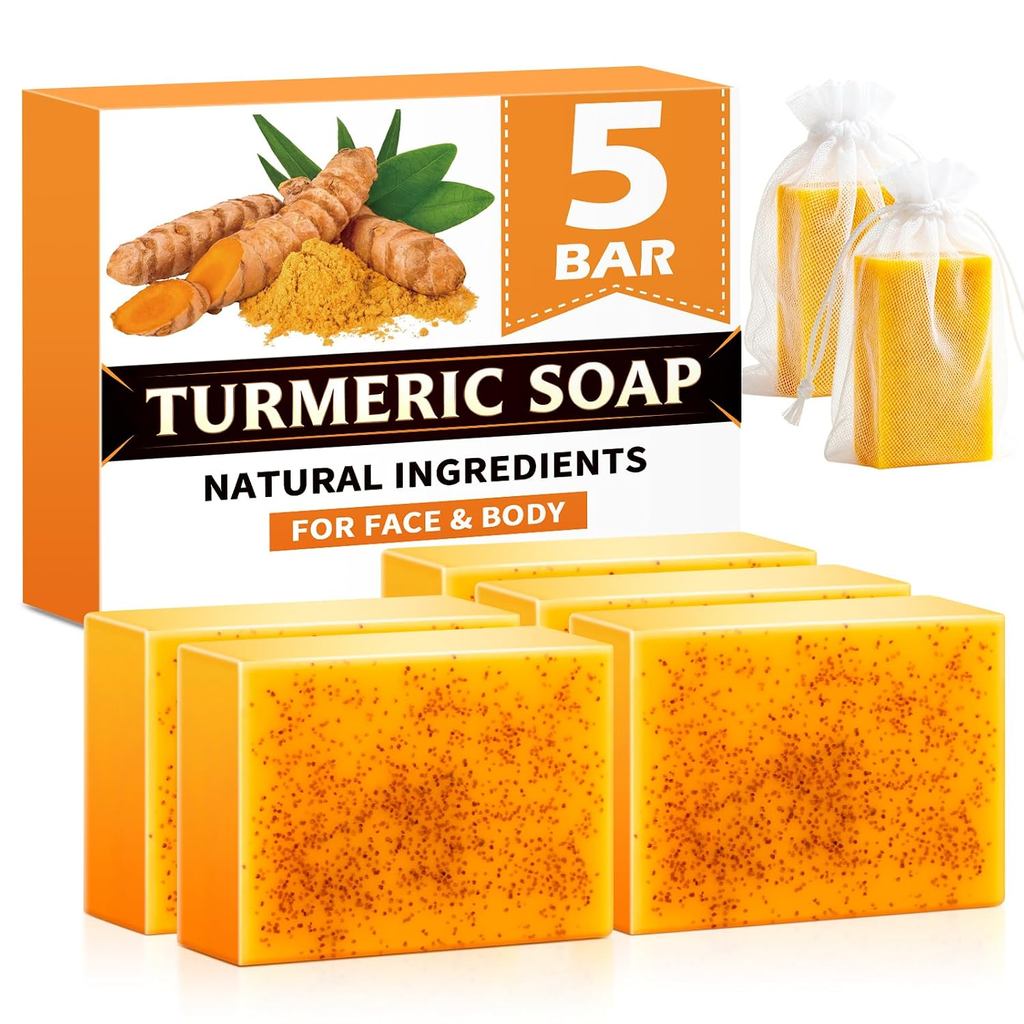 สบู่ขมิ้น Treeroot 5 Pack, 80g สบู่ก้อนกรดโคจิกและขมิ้น ทําความสะอาดผิวหน้าอย่างอ่อนโยน มีเรตินอล คอ