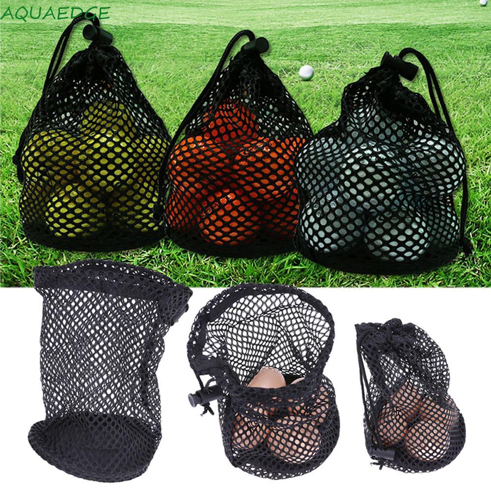 AQUAEDGE Golf Mesh Bag Nylon Tennis Black Sports Mesh Net 16/32/56 Ball for Gym Golf Storege Bag