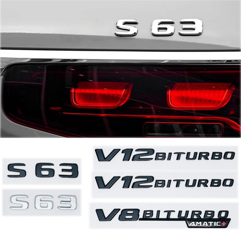 3D ตัวอักษร S63 S65 V12 Biturbo V8Biturbo 4matic + ABS สัญลักษณ์สําหรับ Mercedes Benz W222 W223 รถ F