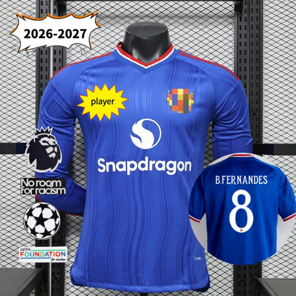 S-XXL 2026-2027 ซีซั่น [Ma-nchest-er Un-ited] เสื้อแข่งเยือน Player Edition - แขนยาว - ชื่อและหมายเลขที่ปรับแต่งได้ S-3XL