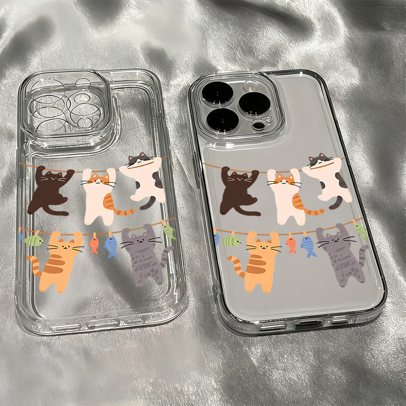 แมวน่ารักองค์ประกอบแฟชั่นสําหรับiPhone 17 16 15 14 13 12 11 Pro MaxสําหรับiPhone XS XR X 7 8 Plus 17e Fundas