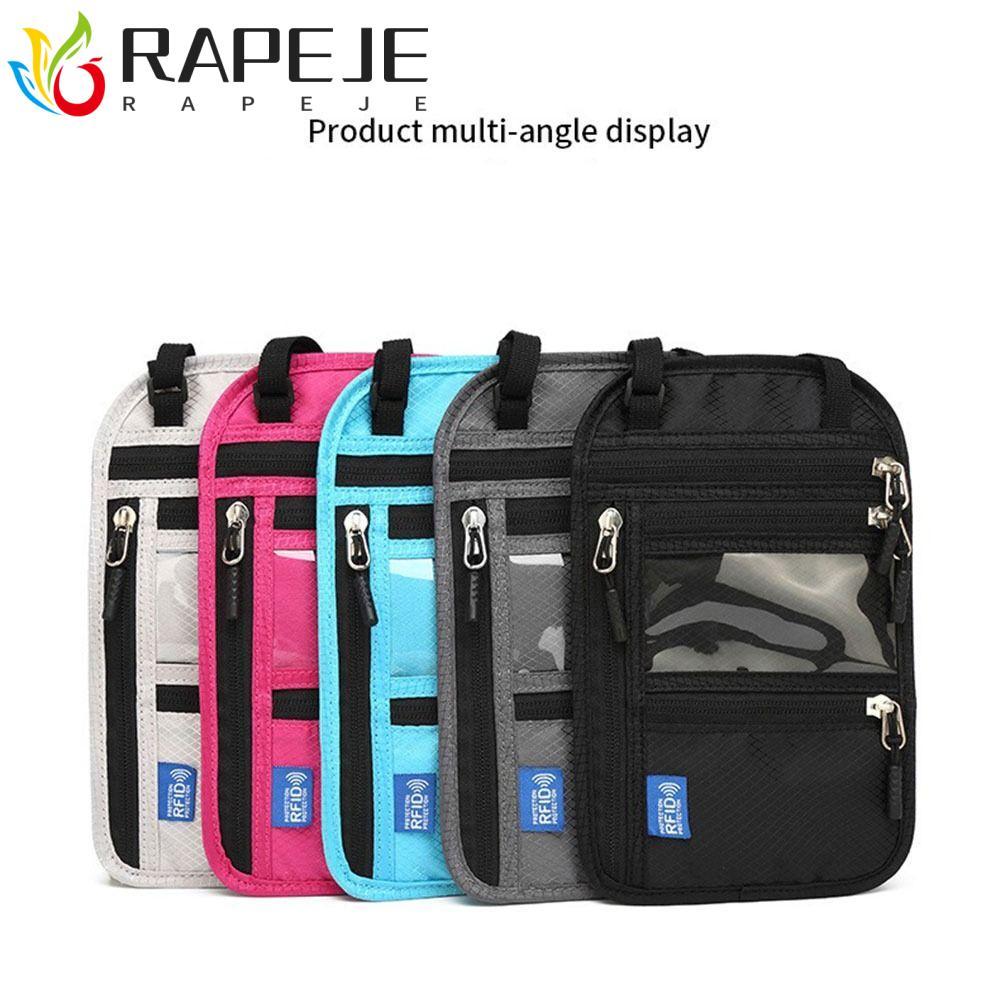 กระเป๋าหนังสือเดินทาง RFID RAPEJE,หลายกระเป๋ากันน้ํากระเป๋าสตางค์คอ,คลาสสิกRFID Blocking Anti-Theftพ