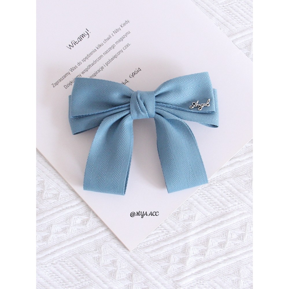 MYAACC เกาหลี Dongdaemun นําเข้า Lake Blue Big Bow กิ๊บติดผมคลิปด้านบน Headdress Simple Star สไตล์เด