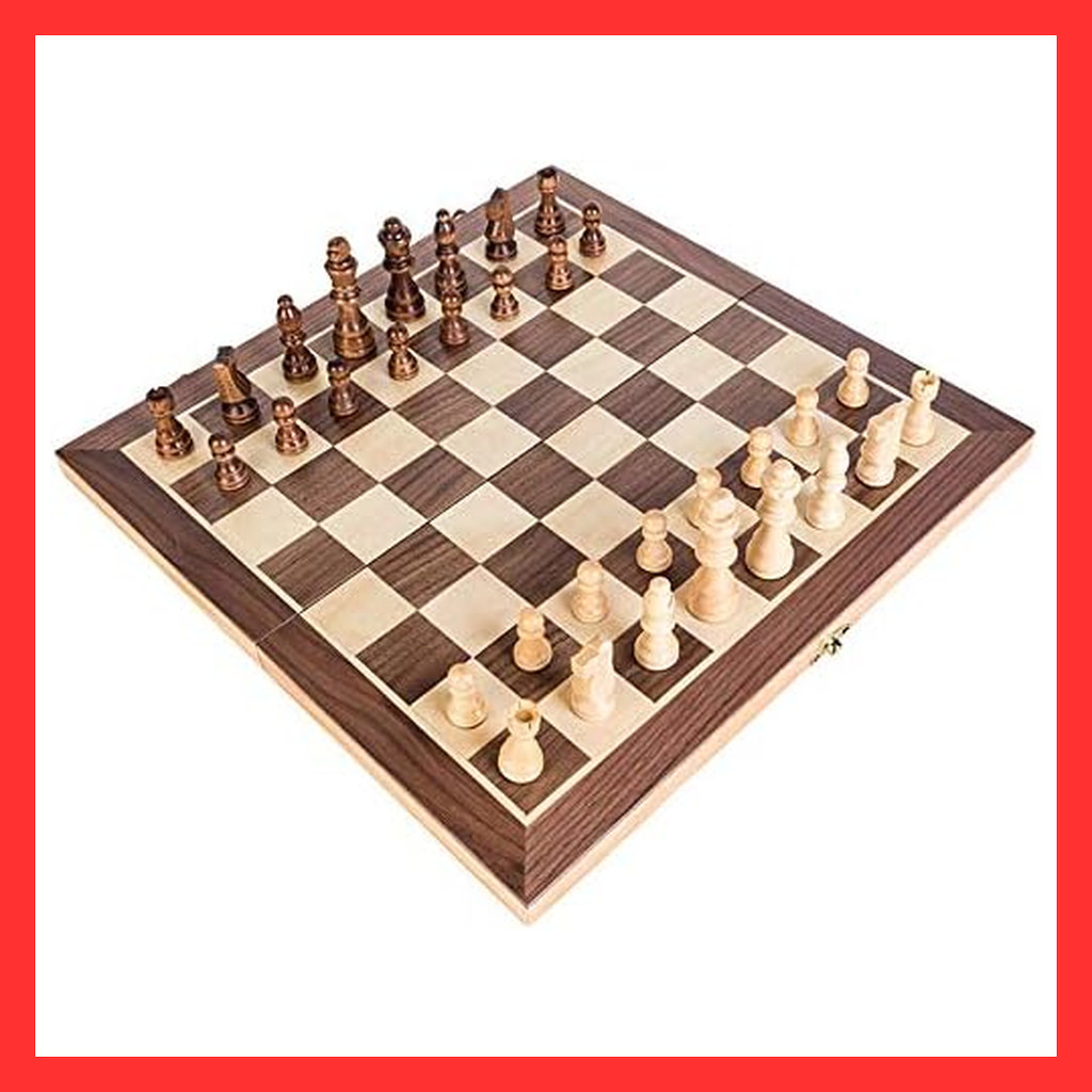 Chess Set International Chess Wooden Magnetic Folding Chess Board Convenient Storage (S) 【Direct fro
