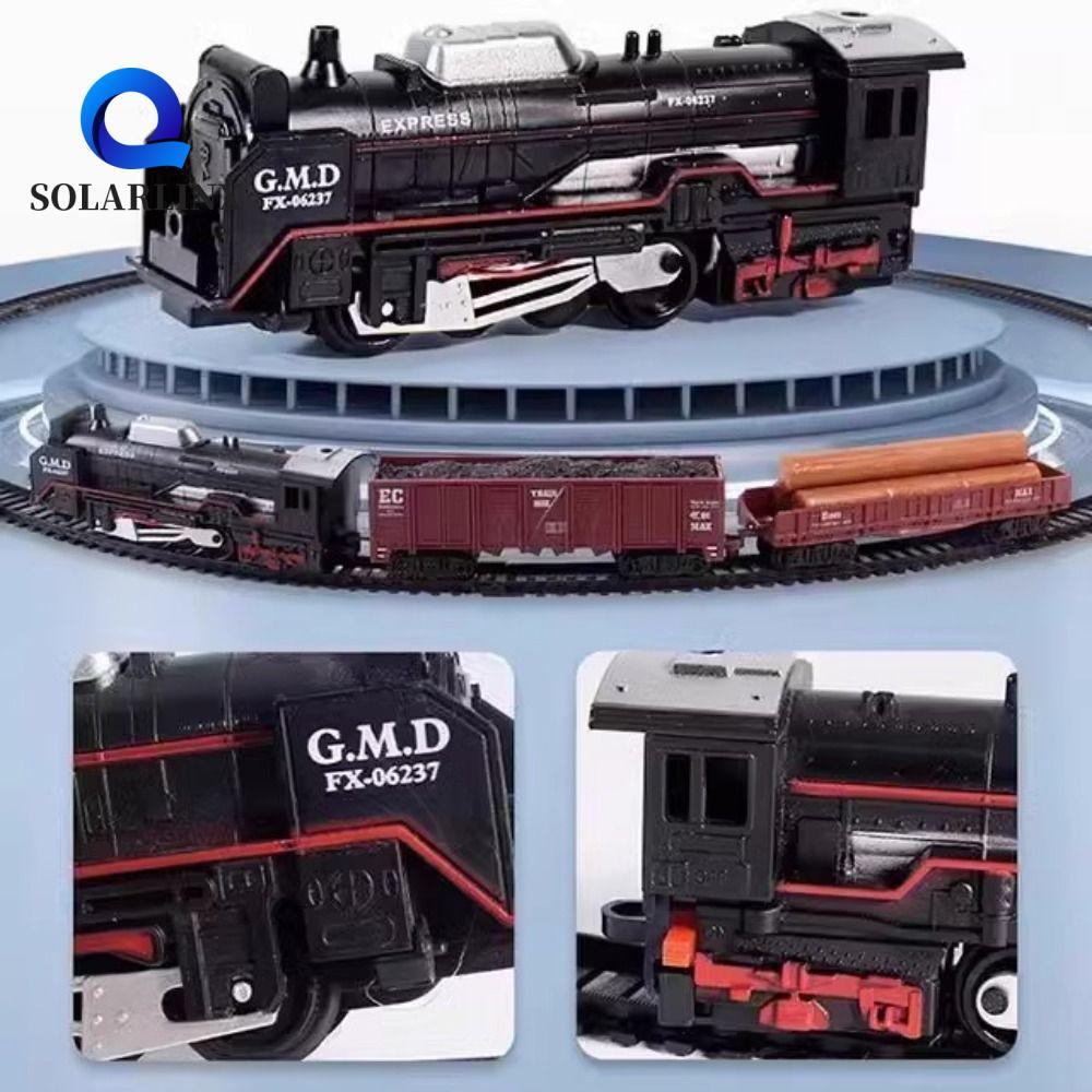 SOLARLINX Train Freight Train Toy, Locomotive Playset Assembly Electric Christmas Train Track Set, C