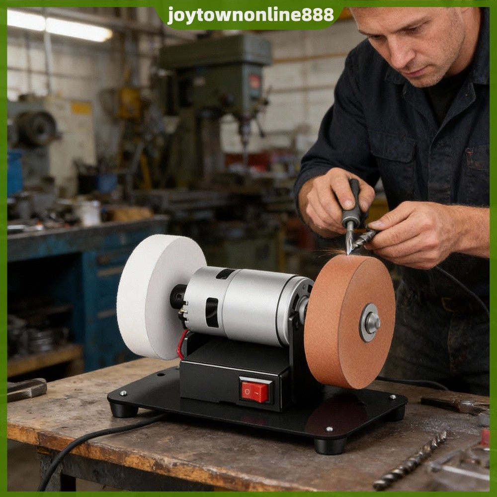 เครื่องขัดขนาดเล็กไฟฟ้า 2 ล้อสําหรับเครื่องประดับโลหะมีดหินไม้ [Joytownonline888.th]