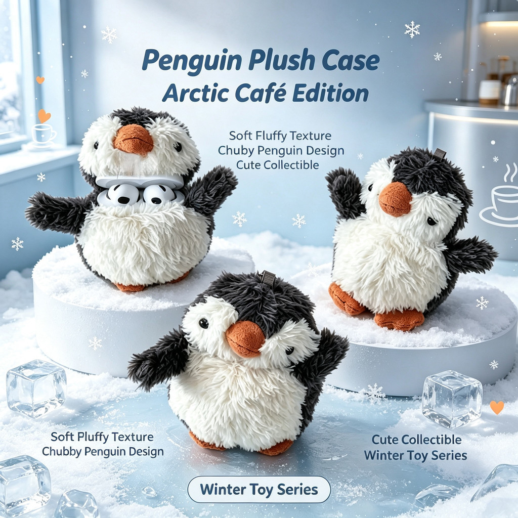 [คลังสินค้าพร้อม] เคสหูฟัง Furry Penguin เหมาะสําหรับเคสป้องกัน AirPods4