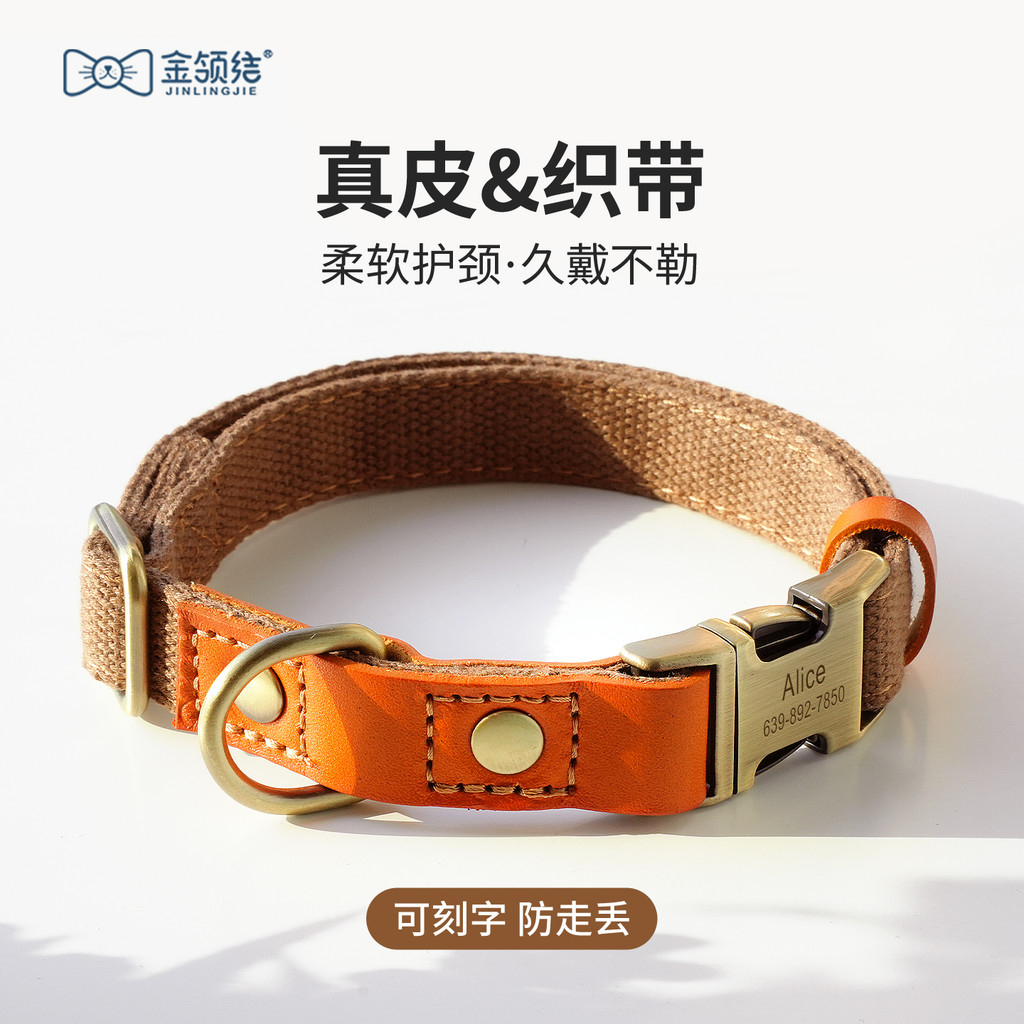 ปลอกคอสุนัข ตัวอักษร Teddy Bichon Puppy Collar Small Dog Outing Collar Corgi Pet Collar ปลอกคอสุนัข