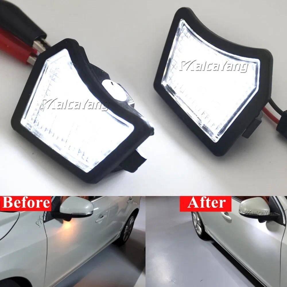 2 ชิ้น LED ด้านหน้าภายใต้กระจกโคมไฟ Puddle สําหรับ Volvo V40 V50 C30 C70 S40 S60 S80 V50 V70 XC70 XC