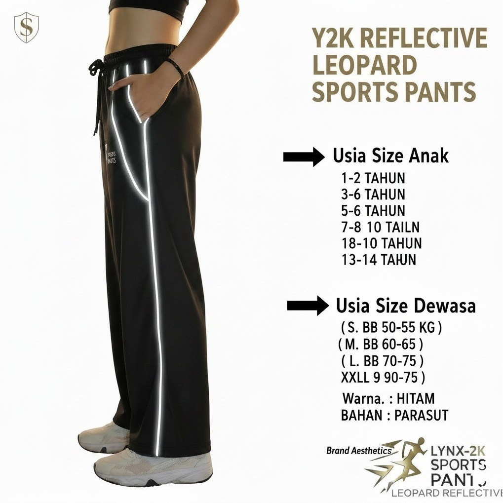 Leopard PANTS C-15 PANTS- = Y2K กางเกงวอร์มเด็กเสือดาวสีดํามีกระเป๋า -ghj -S